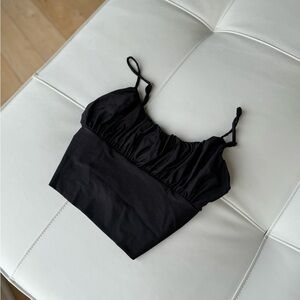 Women’s Satin Black Crop Top